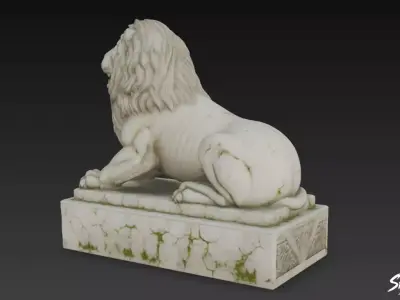 Lion Statue V21 Low-poly 3D model