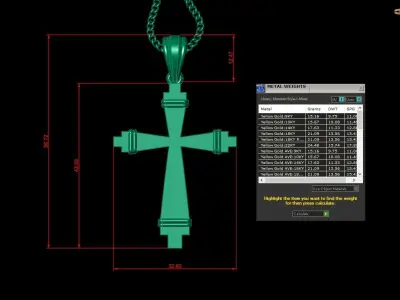 Light Gold 18K Cross Pendant 2CP088 3D print model