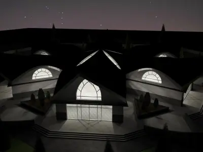 Museum building with circular floor plan 3D model