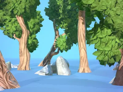Stylized Foliage Pack - Trees and Rocks 3D model