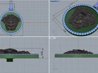 pendant medusa gorgon 3D print model