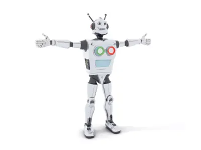 Retro Futuristic Robot Model Pack Low-poly 3D model