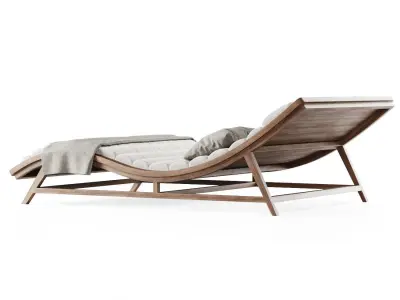 Large wooden chaise lounge  3D model