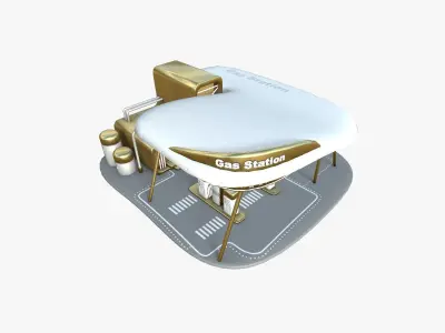 SciFi Gas Station A11 Gold - Sci Fi Exterior Design Low-poly 3D model