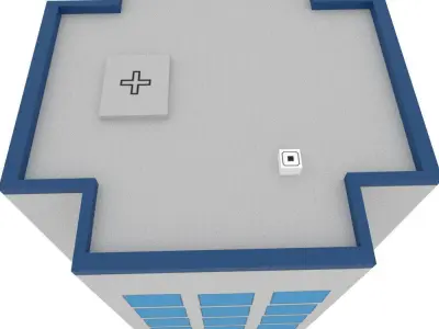 House Low-poly 3D model office building with windows Low-poly 3D model