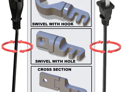 CABLE ROTATOR  ANGLER by swiveling hook 3D print model