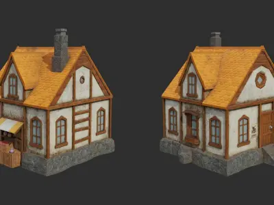 Collection 10 Medieval House Low-poly Low-poly 3D model