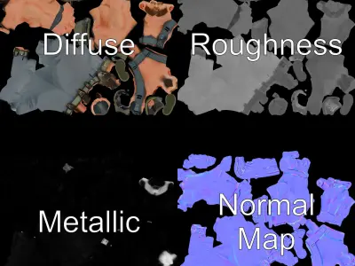 Muscular Bearded Soldier Character Rigged and Animated Low-poly 3D model