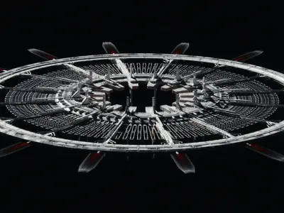 Sci-Fi Orbital Array Space Station - High Poly C4D Octane 3D model