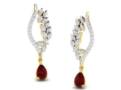 Gold Diamond Women Earring 3D print Model 3D print model 72