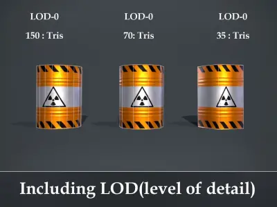 Metal Barrels Low-poly 3D model