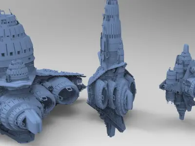 Star Freighter Grand battleship 3 designs 3D model