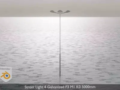 Street Light 4 Galvanized F3 M1 K0 5000mm  Low-poly 3D model