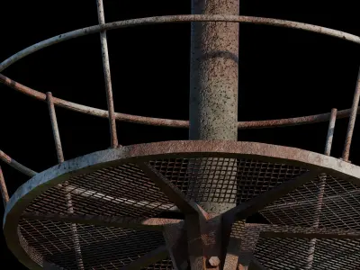 German Small Residential Area Receiver Mast Low-poly 3D model