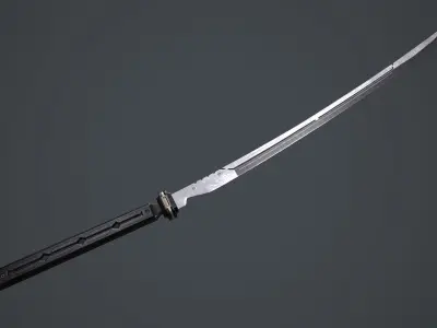 Sci-Fi katana sword PBR Low-poly 3D model