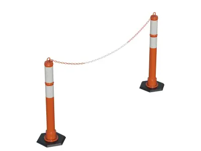 Delineator Posts With Chain Low-poly 3D model