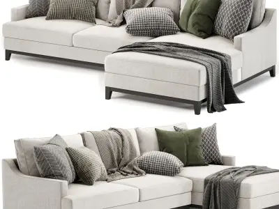 Alana 3 seater right chaise fabric sofa 3D model