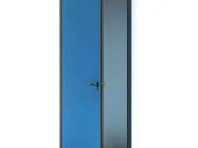 Blue Door With Steel Frame 3D model