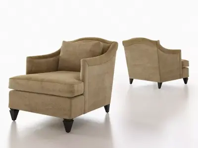 T C C chair with tan fabric and legs 3D model
