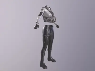 Female military spy cloth Low-poly 3D model