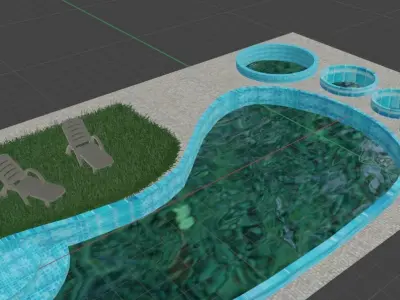 Swimming pool and area around it 3D model