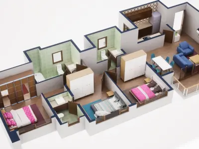3D Floor Plan Model 45 3D model