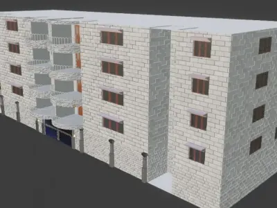 Apartments Low Poly apartment building Free low-poly 3D model