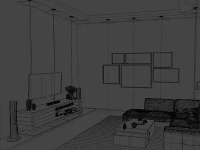 3D Modern Living Room Free 3D model