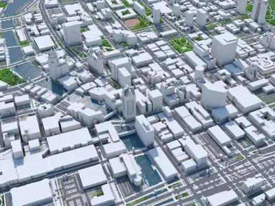 Milwaukee Downtown Wisconsin USA Low-poly 3D model