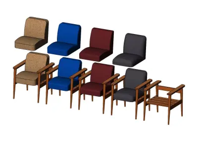 Miniature armchair with a wooden frame mockups props N03 3D print model