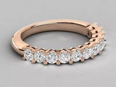 Shared Prong Round Diamond Eternity Band Ring CAD Design 3D print model