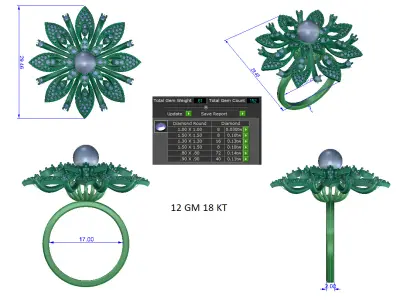 Women Ring  Render 3dm STL OBJ FBX Details 3D print model 417