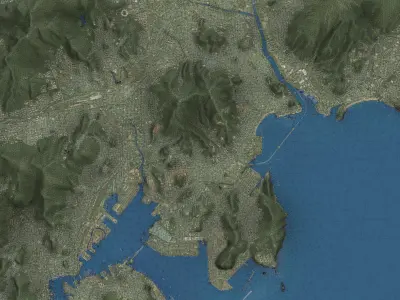 Busan - Topography Terrain Low-poly 3D model