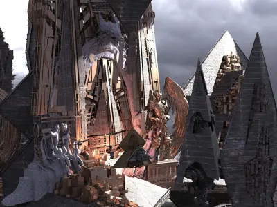 Ascended Dragon Tower Gateway Kit bash 3D model