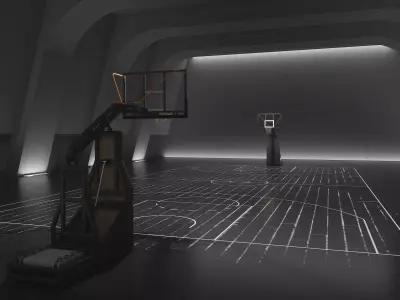  Modern Indoor Basketball Court with Realistic Hoop Low-poly 3D model
