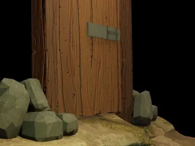 Door stylized Low-poly 3D model get