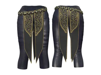 Medieval Warrior Outfit Top Gloves Pants Boots Sword Low-poly 3D model