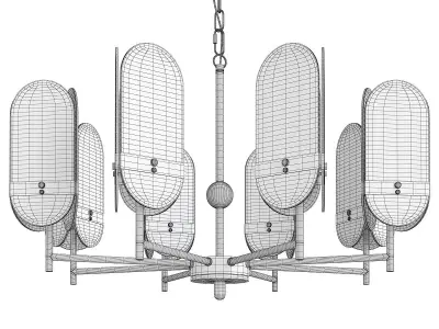 KARENA brass chandelier with clear glass shades Low-poly 3D model