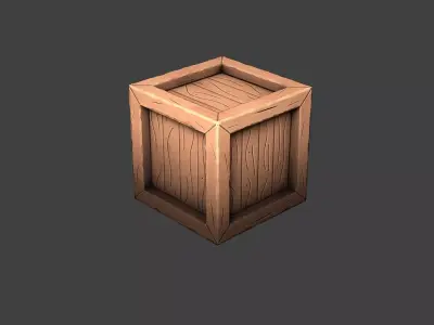Wooden Box Stylized Low-poly 3D model