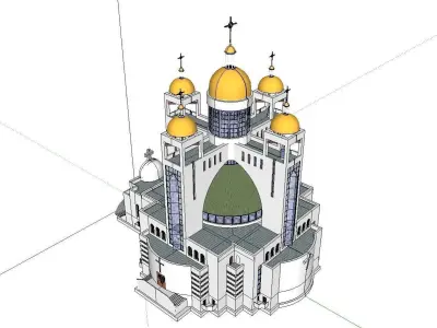 Architecture-Religion-God-Culture-Temple-096 church with two ... 3D model