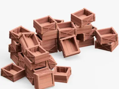 Wooden Boxes  3D model