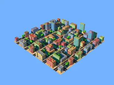 Low poly city Low-poly 3D model shop