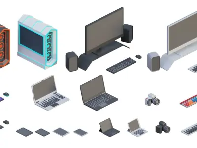 Low Poly Furniture - 1000 models collection interior Vol1-Vol2 Low-poly 3D model