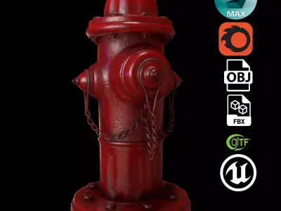 Street Fire hydrant Game Ready Low-poly 3D model