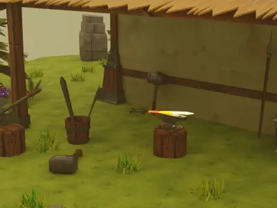 Medieval Blacksmith Low-poly 3D model