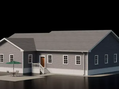 American Cottage House 1 - Empty Interior Low-poly 3D model