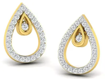 Gold Diamond Women Earring 3D print Model 3D print model 31
