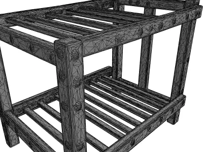 Industrial Metal Canopy Bed Frame Low-poly 3D model