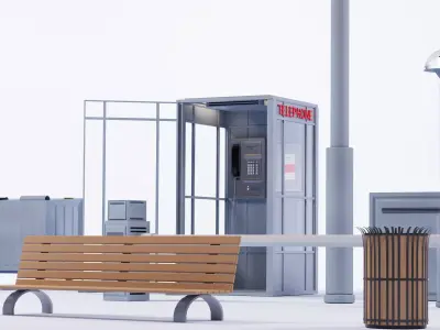 Urban street assets - props pack - 3ds max corona Low-poly 3D model