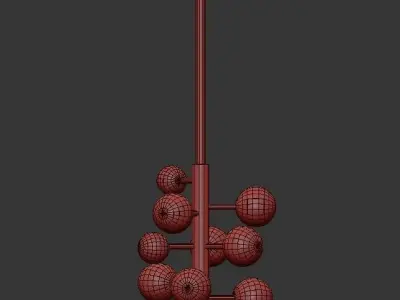 Globo 5 pendant light with gold balls 3D model